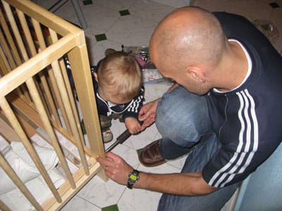 Ben Helping Make His Crib