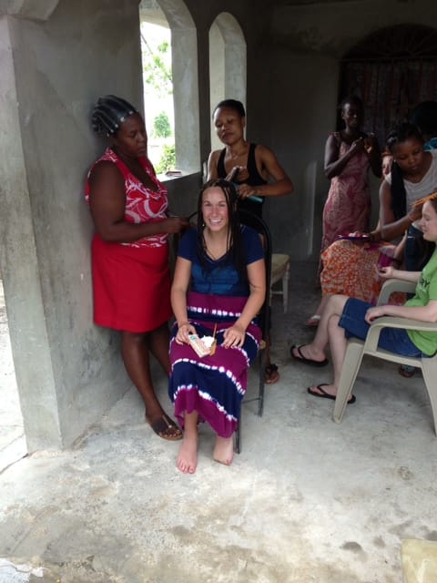 Jade Having Her Hair Braided By The Church Ladies