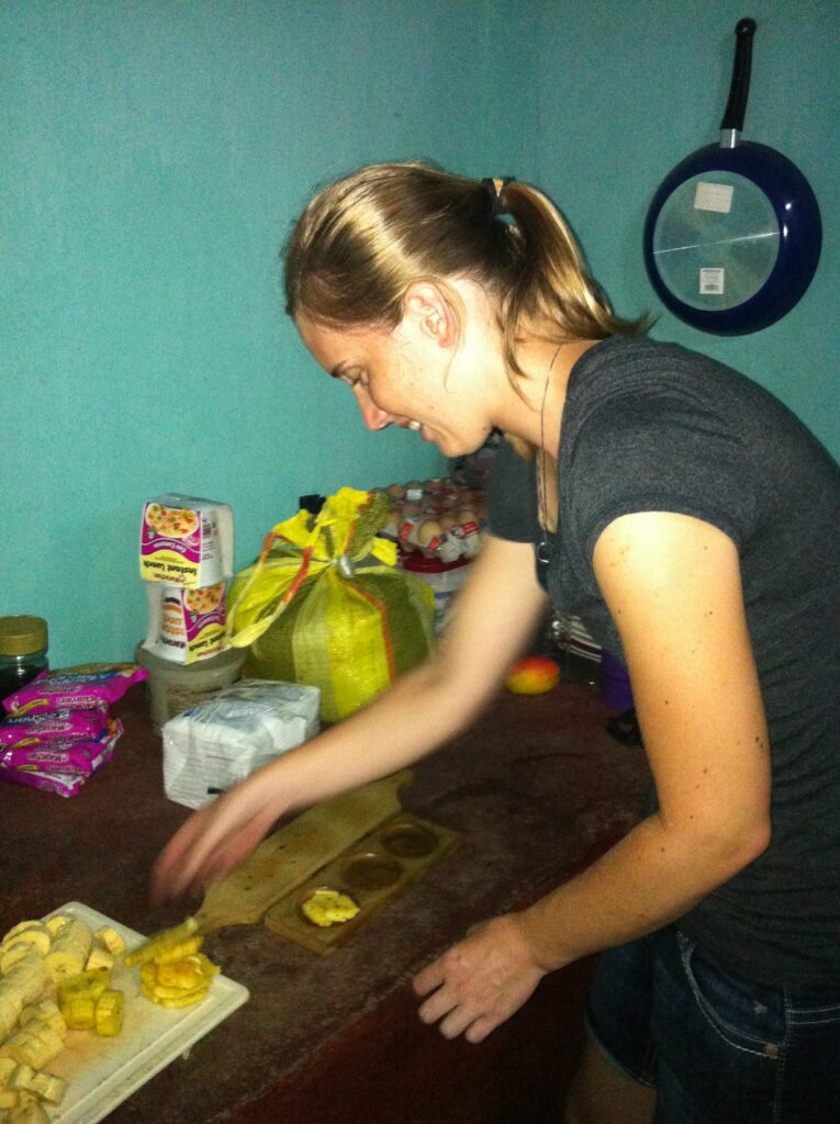 Heather making tostones